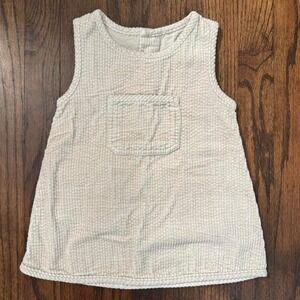 Talbots Kids Cream Courduroy Girls Dress With Pockets Size 2 100% Cotton Vintage